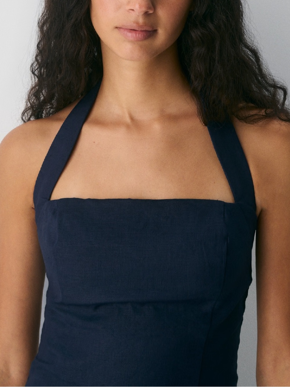 Aritzia Wilfred Navy Halter Square-Neck Tank